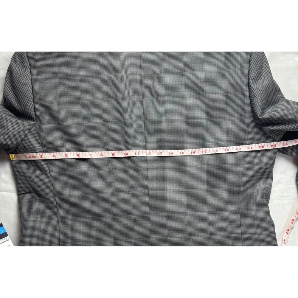 Stafford CoolMax EcoMade Gray Houndstooth Performance Wool Suit Jacket 46R NEW